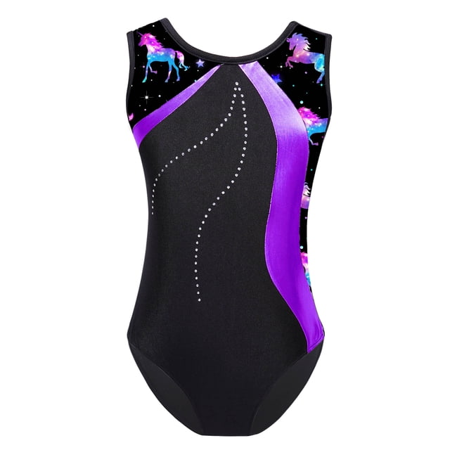 LiiYii Shiny Gymnastic Leotards For Girls Modern Ballet Dance Performance One Piece Outfit Purple 8