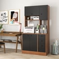 thumbnail image 3 of Giantex Microwave Stand Cabinet, Freestanding Kitchen Storage Pantry, Black+Walnut, 3 of 10