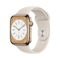 thumbnail image 1 of Apple Watch Series 8 [GPS + Cellular 45mm] Smart Watch – Gold Stainless Steel Case with Starlight Sport Band (New), 1 of 1