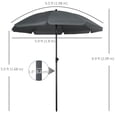 thumbnail image 3 of Outsunny Parasol de Plage Extérieur 6 Pi avec Auvent Inclinable UV50+, Gris Foncé, 3 of 10
