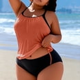 thumbnail image 2 of FAVIPT 2 Piece Tankini Womens Swimsuit Tummy Control Ruched Drawstring Swimwear Tropical Beach Comfy Bathing Suit Orange,L, 2 of 5