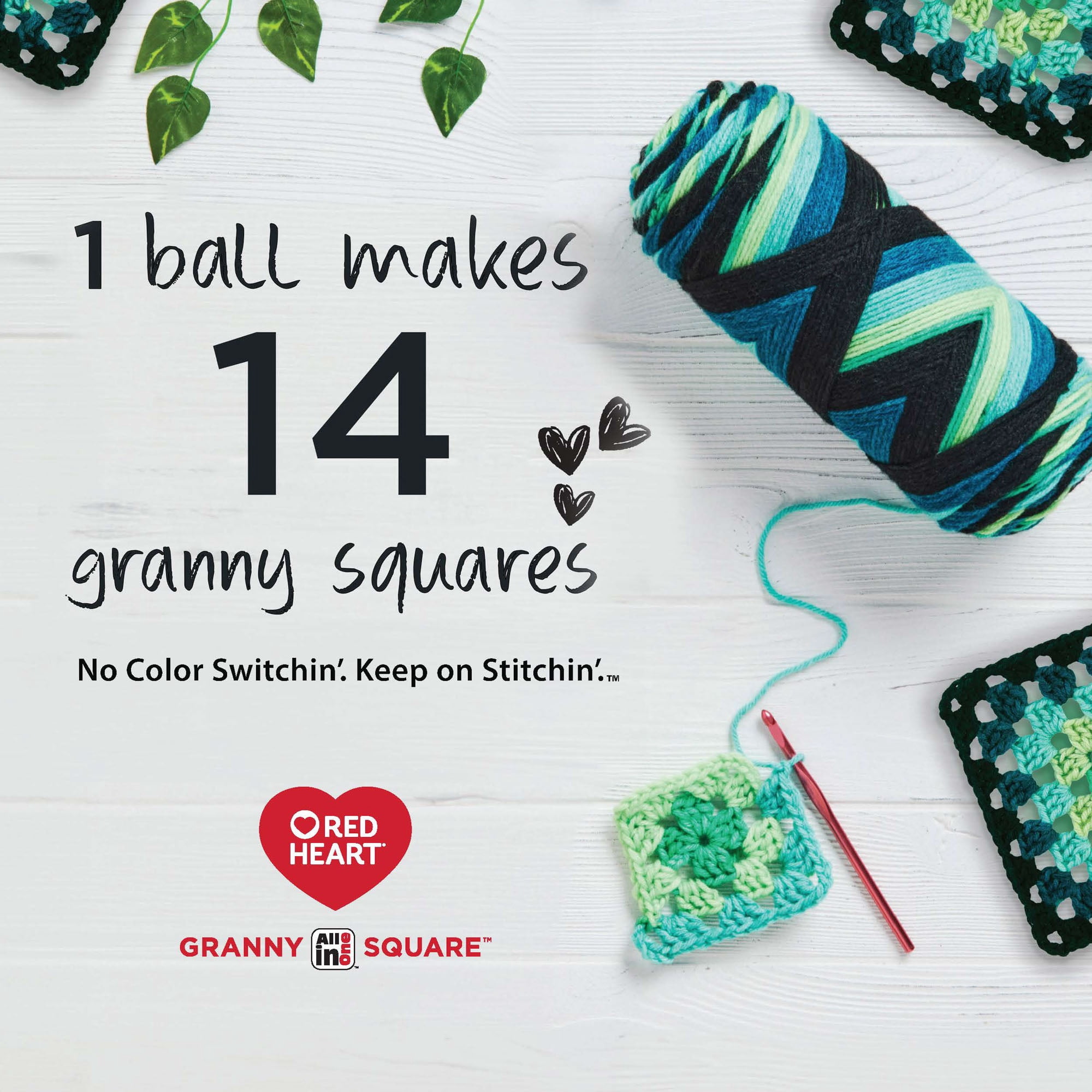 Red Heart® All In One Granny Square™ Fil acrylique peigné n° 4 (moyen) 8.8oz/250g 417 Yards