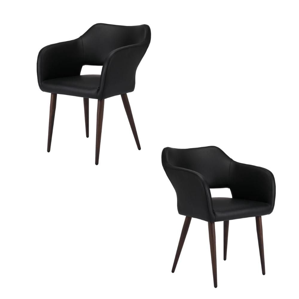Plata Décor Import Inc Lot de 2 chaises de conférence (PU) noires pour salle à manger
