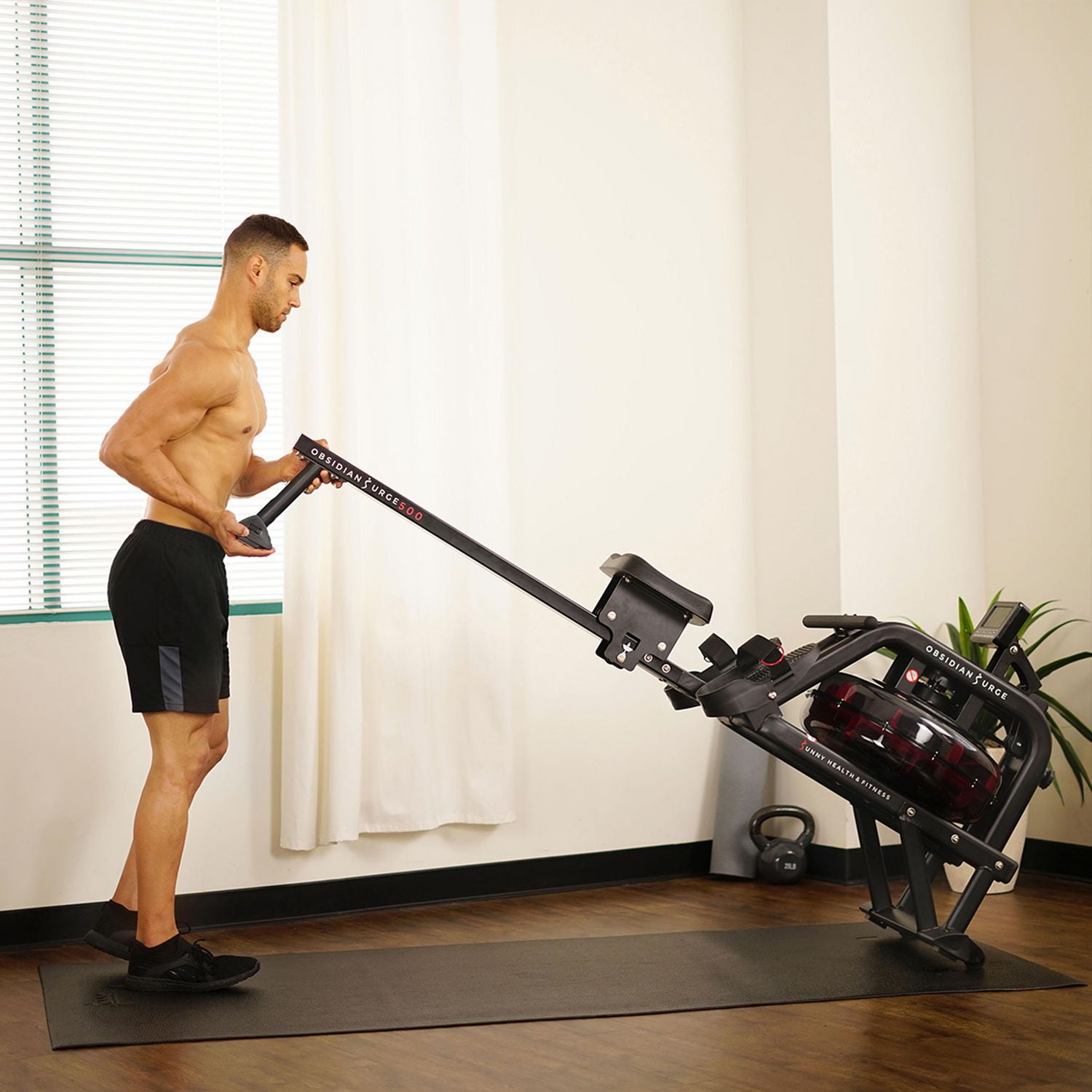 Sunny Santé et Fitness Rameur de rameur d'eau w / Moniteur LCD - Obsidian SF-RW5713