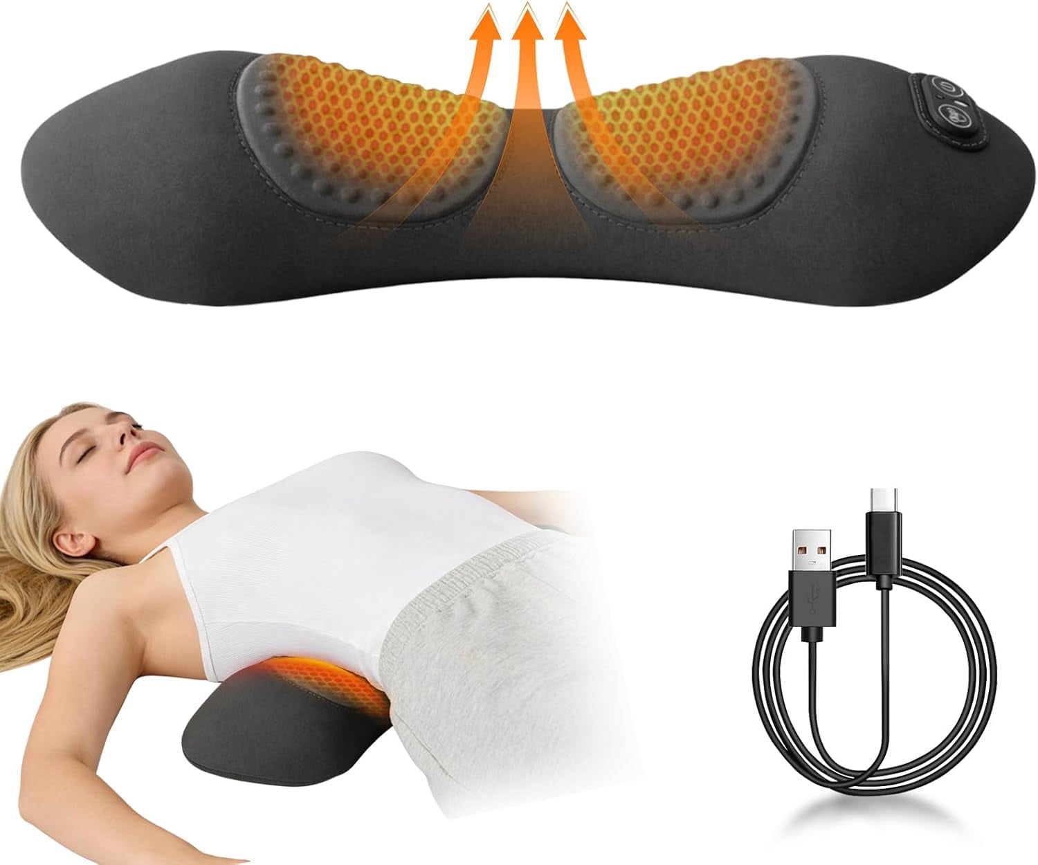 2026 Upgraded 3 in 1 Back Therapy, Rechargeable Back Massager, Smooth Spine Triple Fusion Back Massager, Three-Speed Constant Temperature Hot Compress, for Neck, Shoulders and Back Suitable