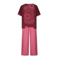 thumbnail image 4 of Ensembles de Pantalons Femmes Tenues 2 Pcs T-Shirt à Col Rond Imprimé à Manches Courtes à Enfiler Hauts + Ensemble Pantalon Ensembles de Vêtements pour Filles en Liquidation, 4 of 6