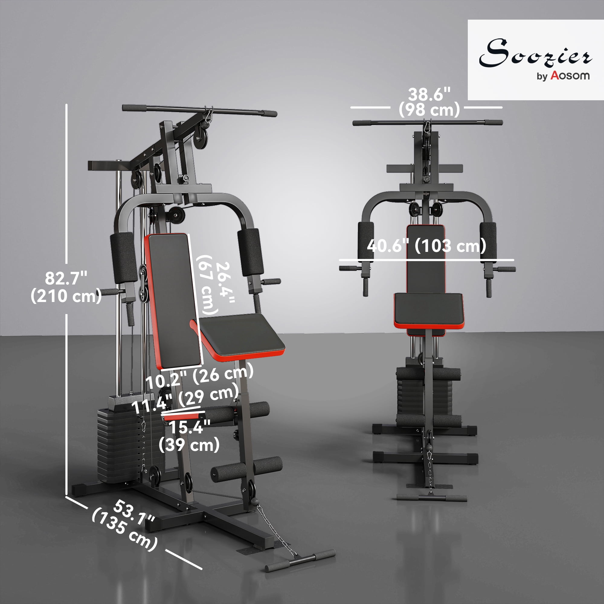 Soozier Home Gym Equipment Workout Machine with 143lbs Weight