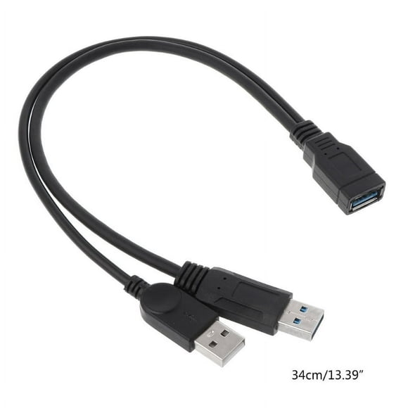 HLONK USB 2.0 A Male to USB Female 2 Double Dual Power Supply USB Female Splitter Extension Cable HUB Charger for Printers Accessories