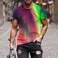 thumbnail image 2 of Hauts d'Été T-shirts pour Hommes Grande Taille Manches Courtes Col Rond Hauts Impression 3D Entraînement Léger Mode Sorties Hauts Grandes Tailles Chemises pour Hommes (Vert, G), 2 of 5