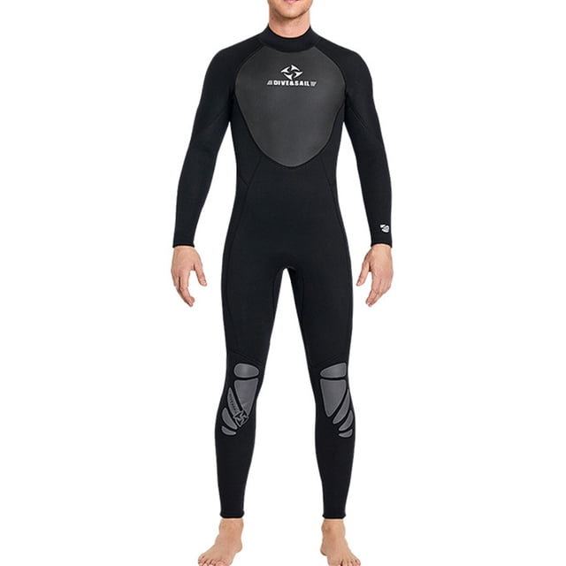 QualitChoice Combinaison de Plongée Haute Efficacité à Manches Longues, Maillot de Bain Doux pour la Peau, Col Ras du Cou Classique, Structure Composite à Trois Couches, Combinaison pour Homme, Noir, P