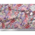thumbnail image 2 of Soimoi Orange Viscose Chiffon Fabric Floral,Insect & Parrot Bird Print Sewing Fabric BTY 42 Inch Wide, 2 of 3