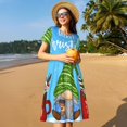 thumbnail image 4 of Vsdgher Joyeux Noël Gnome pour Femmes Été 2025 Décontracté Robes Midi Maxi Légères Manches Courtes Col Rond Robe de Plage, 4 of 6