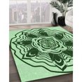 thumbnail image 3 of Ahgly Company Machine Washable Indoor Round Transitional Pale Green Area Rugs, 7' Round, 3 of 7