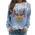 thumbnail image 1 of Femmes Pulls- Pull Drop Épaule Col Rond Manches Longues Noël Tricot Sweat-Shirts Floraux Décontractés Tops pour Automne/printemps/hiver Rouge L, 1 of 6
