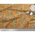 thumbnail image 2 of Soimoi Polyester Crepe Fabric Leaves,Floral & Pumpkin Vegetable Print Fabric by Yard 52 Inch Wide, 2 of 3