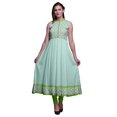 thumbnail image 1 of Bimba Pastel Mint2 Aquarelle Kurti Indienne Longue pour Femmes Tenue de Fête Imprimée Sans Manches Robe Anarkali Kurti Moyen, 1 of 6