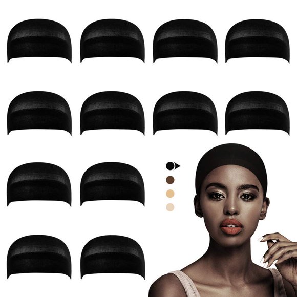 Black Wig Cap for Frontal, 12 Pack