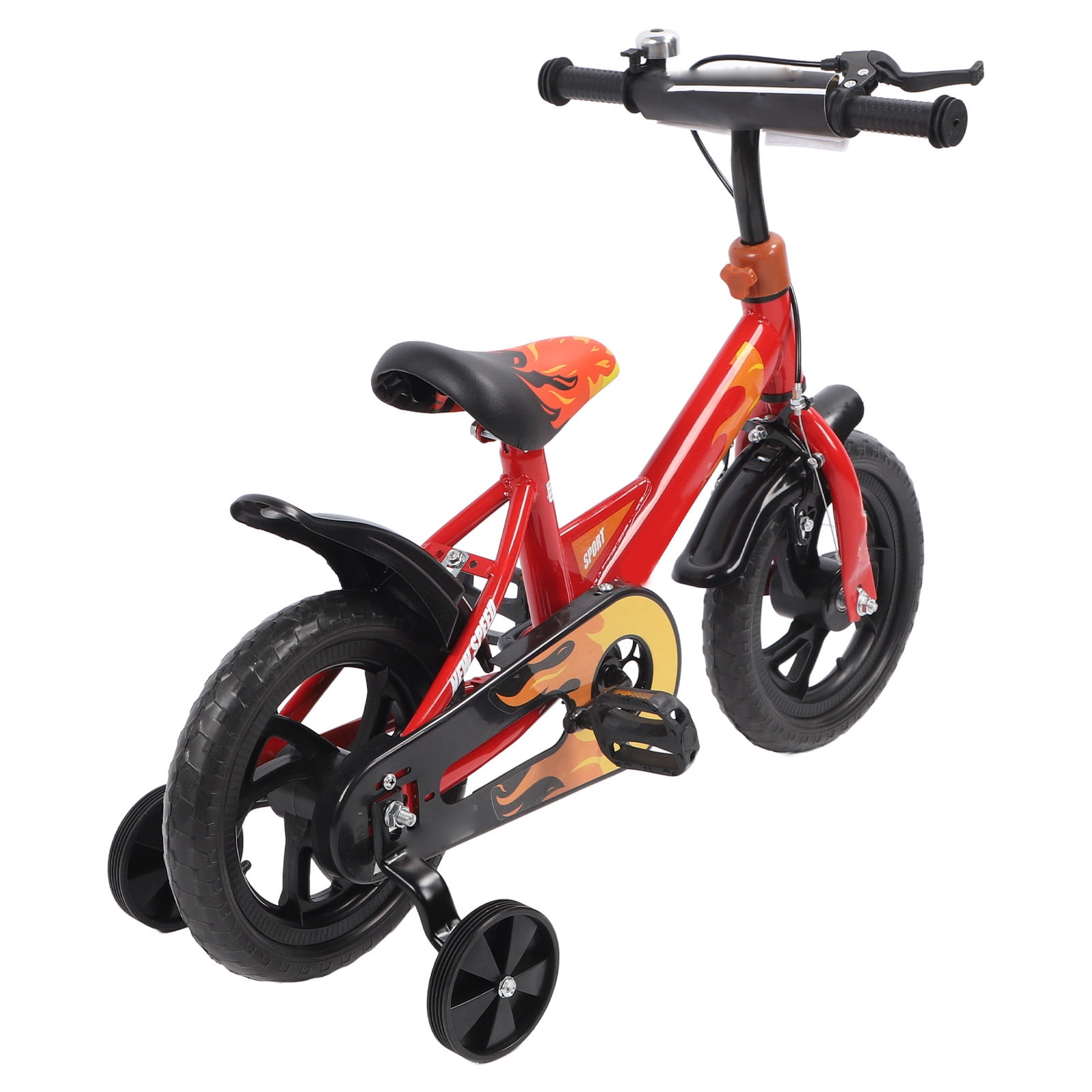Children Bicycle, Kids Bike 110lb Load Bearing Red 12 Inch Foam Wheel with Training Wheels for Toddler