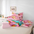thumbnail image 4 of Ensemble Douillette Grand « Bed in a Bag » 7 Pcs à Motif de Beignes, Ensembles de Literie Alimentaires Colorés Motif Dessert, Ensemble de Draps avec Douillette, Ensemble de Lit Rose, 4 of 5