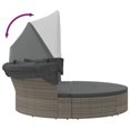 thumbnail image 5 of vidaXL Outdoor Lounge Bed with Canopy and Cushions Grey Poly Rattan, 5 of 5