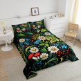 thumbnail image 4 of Erosebridal Ensembles de Couettes Florales Rétro Format Tout-Petit, Couettes et Duvets Champignon Feuille, Enfants Ados, Réversible 2 Pcs, 4 of 8