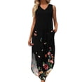 thumbnail image 4 of SMihono Robe Maxi Bohème d'Été pour Femmes Grande Taille Sexy Mode Sans Manches Imprimée Col en V avec Poches Longue Robe de Plage, 4 of 7