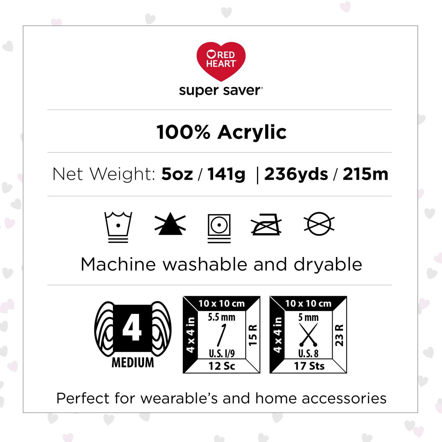 Red Heart® Super Saver® Yarn, Prints, Acrylic #4 Medium, 5oz/142g, 236 Yards