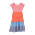 thumbnail image 4 of Besolor Robe Midi d'Été pour Tout-Petites Filles, Col Ras du Cou, Manches à Volants, Blocs de Couleur, à Étages, Ligne A Fluide, Robe de Plage pour Fête, 4 of 5