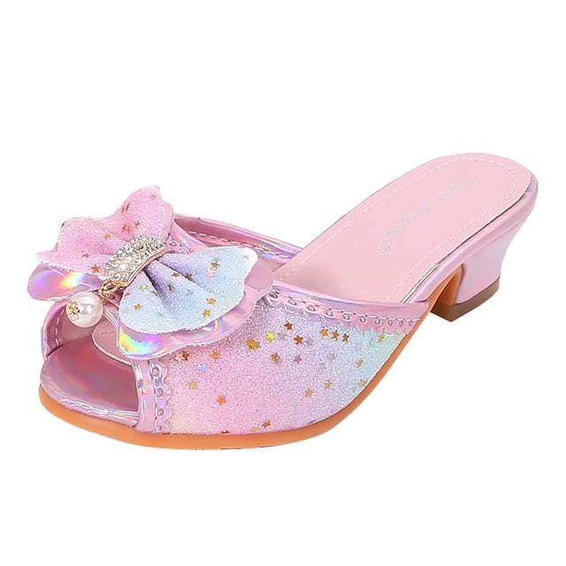 IUJSOY Girls Slide Sandals Princess Dress Shoes Low Heel Little Kids 13