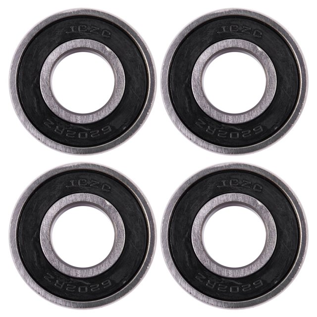 Roulement à Billes à Gorge Profonde de Patinage à Roulettes 4X de Rechange 6202RZ, Doté d'Un design Argenté et Noir avec Joints en Caoutchouc pour la protection contre la Poussière. Chaque Roulement Mesure un Diamètre Extérieur de 35 mm, un Diamètre Intérieur de 15 mm et une Épaisseur de 11 mm. Fabriqué en Métal durable, Ces Roulements Sont Prélubrifiés avec de la Graisse pour une performance à Haute Vitesse et un Entretien Facile. Convient aux applications de Patinage à Roulettes et de Planche à Roulettes. l'Ensemble Comprend Quatre Roulements.