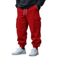 thumbnail image 2 of Yuyuzo Mens Cargo Sweatpants Causal Drawstring Workout Joggers Fleece Solid Color Athletic Pants with Pockets, 2 of 7