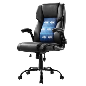 KFFKFF Président du Bureau exécutif avec le soutien de Lumbar, 300lb chaise de bureau avec accoudoirs Flip-up & Oreiller lombaire, chaise ergonomique réglable en hauteur