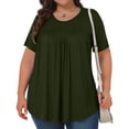 thumbnail image 4 of Plebaso Hauts Grande Taille pour Femmes Tunique Plissée à Manches Courtes Col Rond Blouses Habillées Amples pour Femmes, 4 of 7