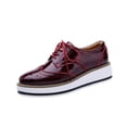 thumbnail image 1 of hopeusnice Liquidation Chaussures Richelieu à Plateforme pour Femmes à Lacets Brogue en Cuir Verni Chaussures Confortables Respirantes Espadrilles à Talon Compensé Rouge 37, 1 of 5