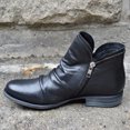 thumbnail image 2 of Bottes Courtes en Cuir pour Femmes Rétro Unies à Talon Bas avec Fermeture Éclair, 2 of 9