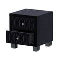 thumbnail image 4 of Euroco Velvet Nightstand with 2 Drawers and Crystal Handle, Storage Bedside Table with Button-Tufted, Black, 4 of 9
