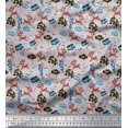 thumbnail image 1 of Soimoi Polyester Crepe Fabric Floral,Fish & Deer Cartoon Decor Fabric Printed Yard 52 Inch Wide, 1 of 3