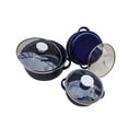 thumbnail image 4 of GUOOL 3 Pieces Enamel Mini Pot Set Gifts Deep Double Handle Home Kitchen Pots Home dark blue, 4 of 9