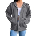 thumbnail image 1 of Timegard Chandails à Capuche Zippés pour Femmes Automne Hiver Chandails à Cordon Vestes Confortables Hauts à Manches Longues, 1 of 6