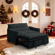 Korser Convertible Sleeper Chair Bed, 3-in-1 Pull Out Sofa Chair with Adjustable Backrest, Cup Holders, Side Pockets for Living Room, Black