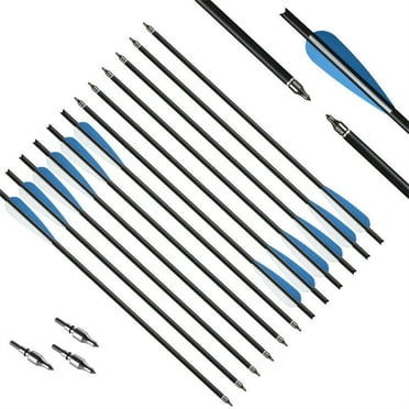 12 Pcs Arbalètes en Carbone de 20 Pouces Flèches avec Ailettes en TPU Tête de Flèche/pointe Vissée Arbalètes à Arbre en Carbone
