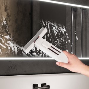 Danhjin Mop Portable Short Mop, Mini Lazy Hand Wash- Strong Absorbent Mop, Wet and Dry Use, Floor Cleaning System for Bathroom Kitchens Tableware Desktop Glass