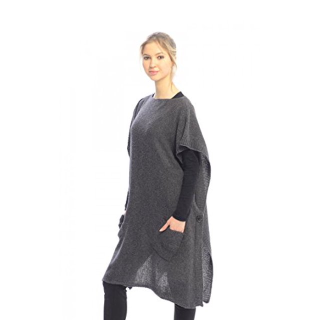 Peach Couture Womens Fall Winter Button Sweater Front Pockets Cape Wrap Poncho
