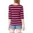 thumbnail image 3 of INSPIRE CHIC Hauts pour Femmes Non Doublés Col Rond Manches au Coude Coupe Ajustée T-Shirt Décontracté TP Rouge Noir, 3 of 8
