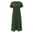 thumbnail image 4 of Kcodviy Robes d'Été Confortables et Amples pour Femmes, Style Bureau Décontracté, Robe d'Été Unie à Manches Courtes pour Femmes, Longue Robe, 4 of 7