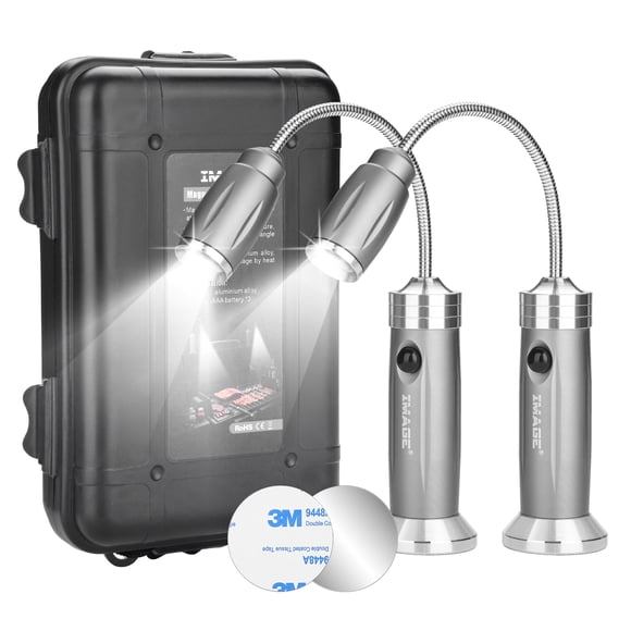 Lot de 2 Lampe de Barbecue Portable Lampe de Poche LED pour Camping en Plein Air avec Col de Cygne