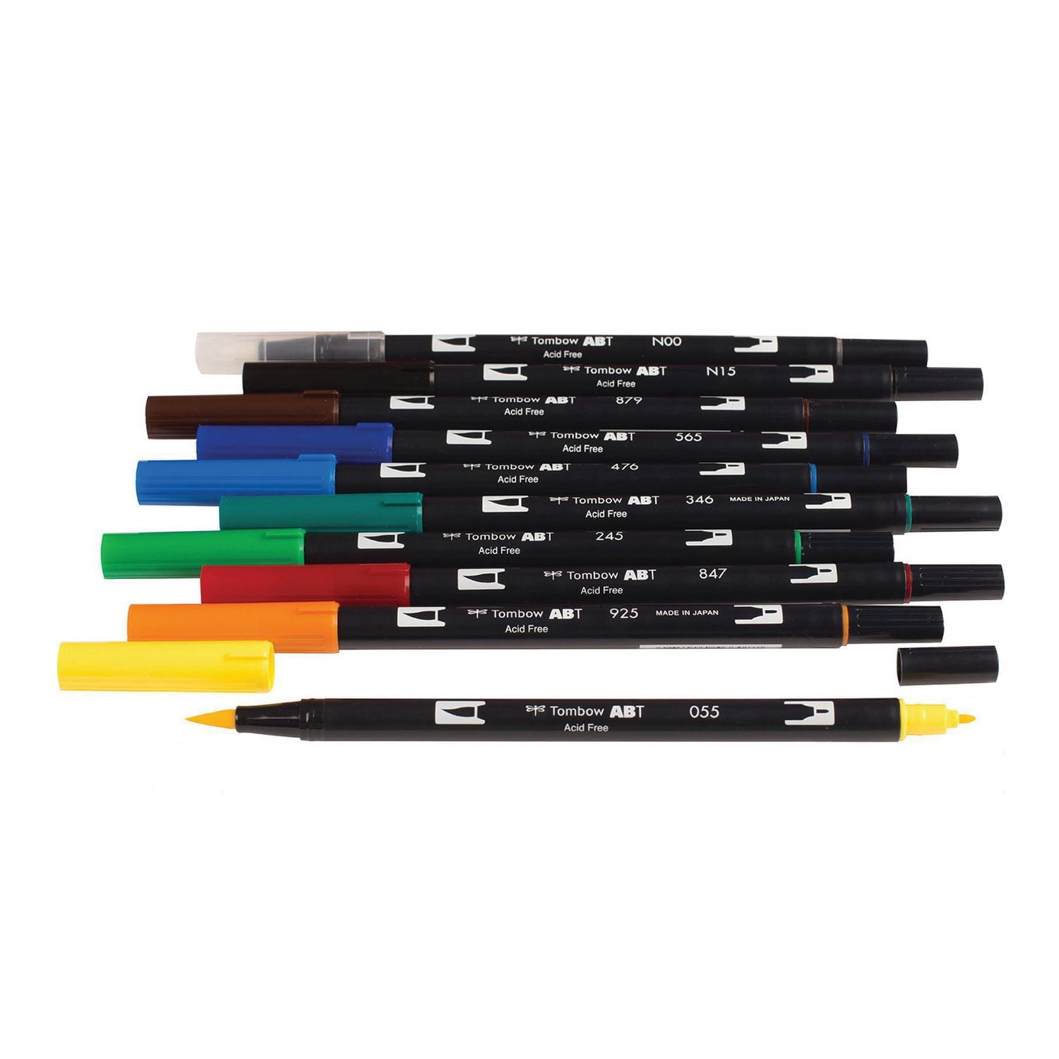 Marqueurs artistiques à pinceau double, couleurs primaires, paquet de 10 Tombow
