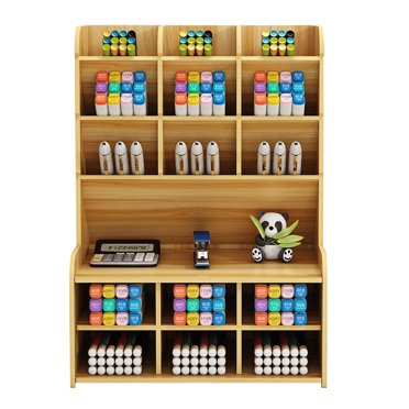 Amdohai Wooden Desktop Organizer Multi-functional Desk Pen Holder Storage Box Desktop Stationary Storage Organizer for Home Office School
