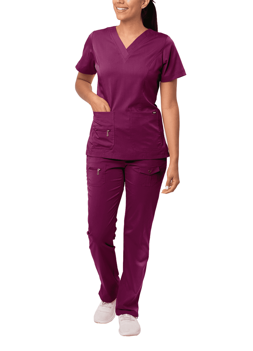 Adar Pro Breakthrough Plus Scrub Set For Women - Enhanced V-Neck Top & Multi Pocket Pants
