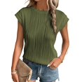 thumbnail image 1 of Womens Short Sleeve Textured Tops Crewneck Knit Solid Loose Casual Basic T Shirts Tee Blouses, 1 of 7